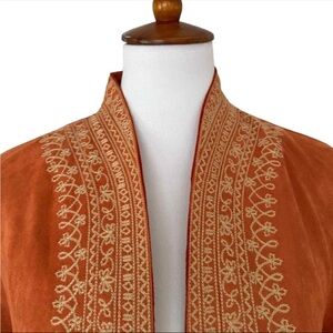 Soft Surroundings Burnt Orange Embroidered Boho Jacket